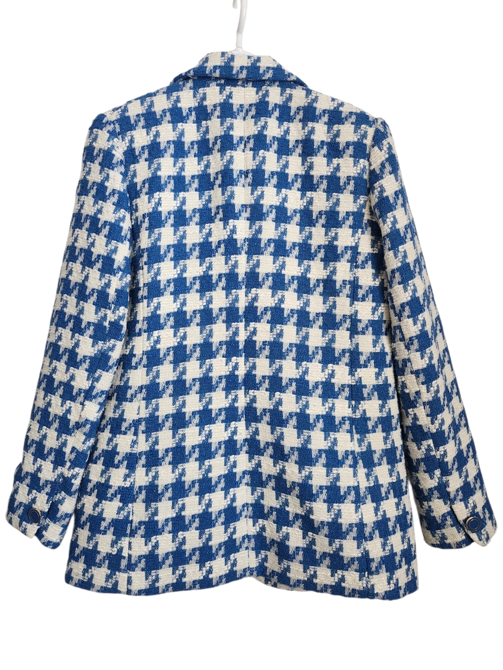 Joie Blue and White Houndstooth Blazer Jacket - Picture 2 of 6